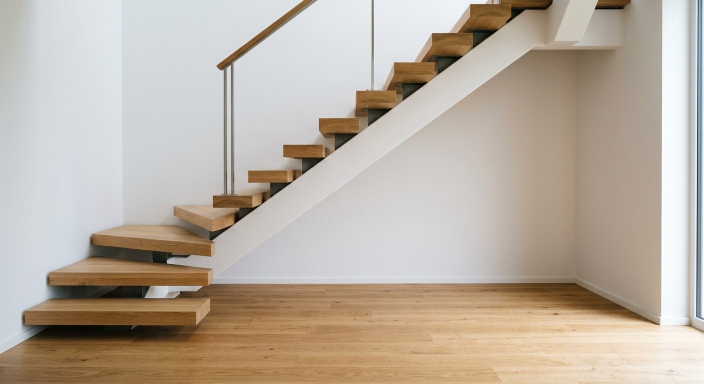 Merdiven altı kullanımı için boş bırakılmış minimalist alan