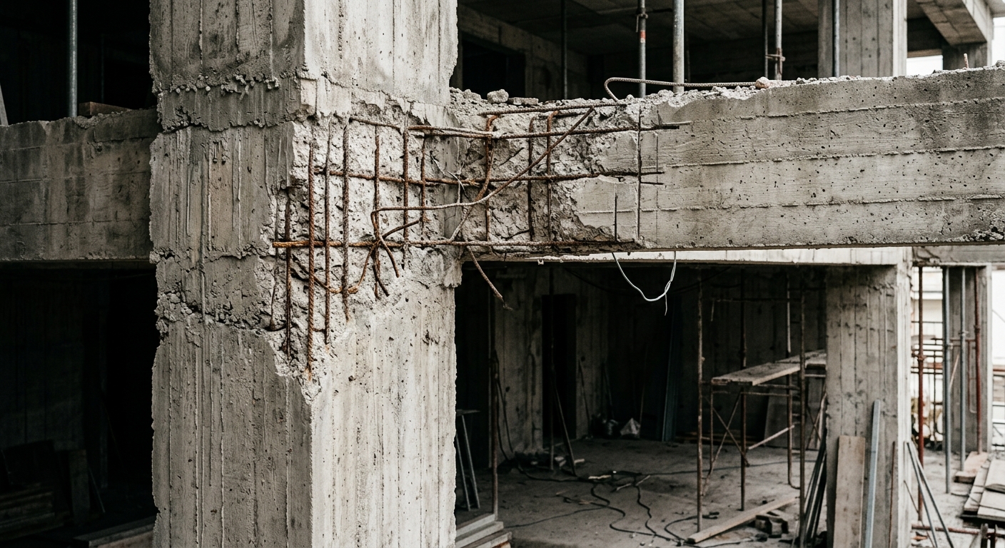 Tadilatta deprem güvenliği için incelenen taşıyıcı kolon ve kiriş sistemi